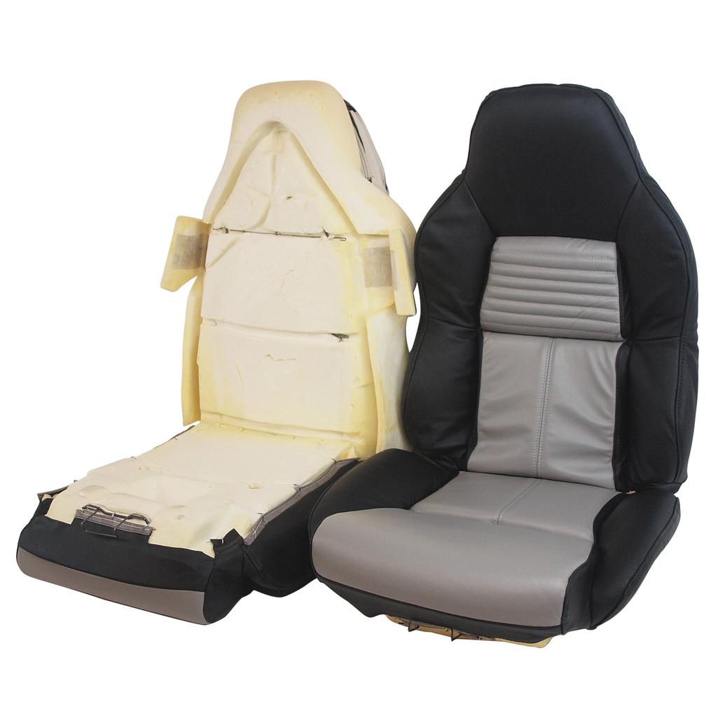 Mounted Leather 2-Tone Seat Covers - Black & Gray detail