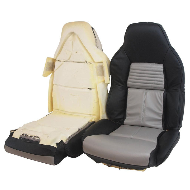 Mounted Leather 2-Tone Seat Covers - Black & Gray detail