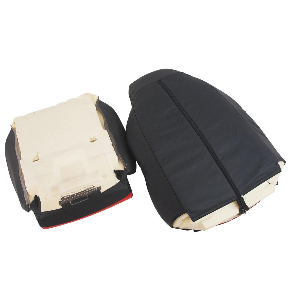 Mounted Leather 2-Tone Seat Covers - Black & Torch Red detail