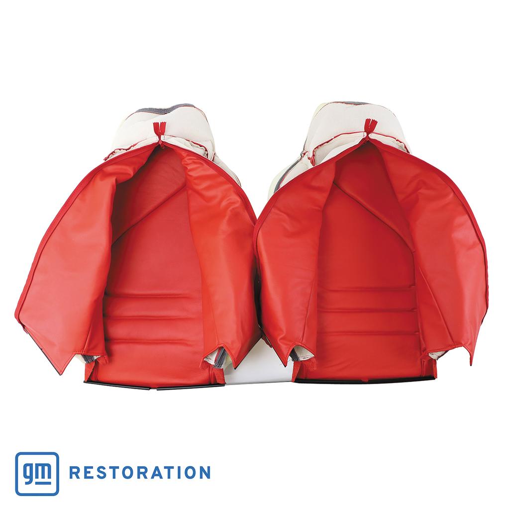 Reproduction Leather Sport Seat Covers - Torch Red detail