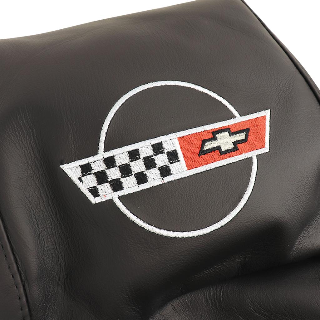 1984-1988 Corvette C4 OE Style Embroidered Standard Leather Seat Covers W/Non-Perf Inserts - Black