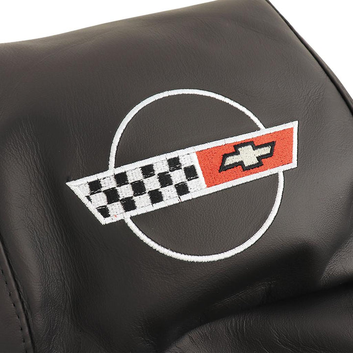 1984-1988 Corvette C4 OE Style Embroidered Standard Leather Seat Covers W/Non-Perf Inserts - Black