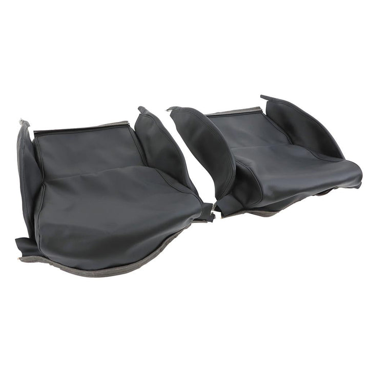 1984-1988 Corvette C4 OE Style Embroidered Standard Leather Seat Covers W/Non-Perf Inserts - Black