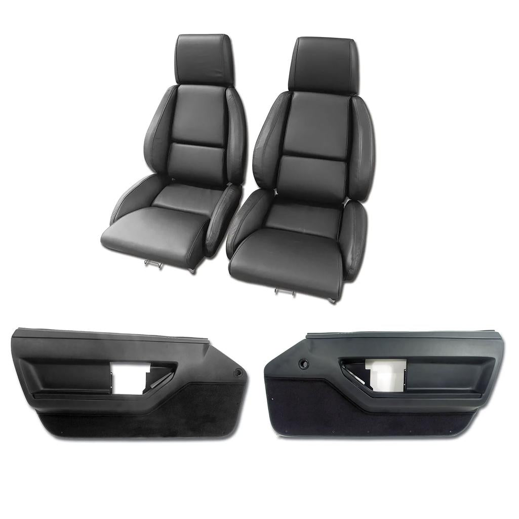1984-1988 Corvette C4 Interior Package - Mounted Standard Leather Seats - Black W/Solid Inserts
