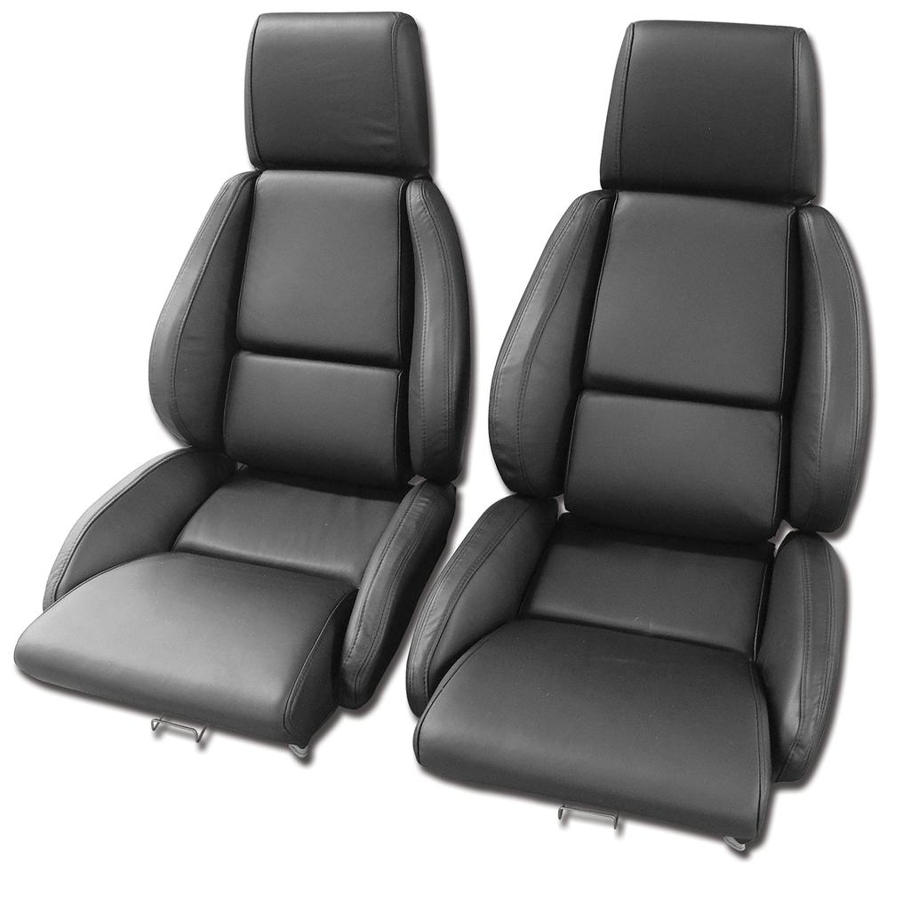 1984-1988 Corvette C4 Interior Package - Mounted Standard Leather Seats - Black W/Solid Inserts
