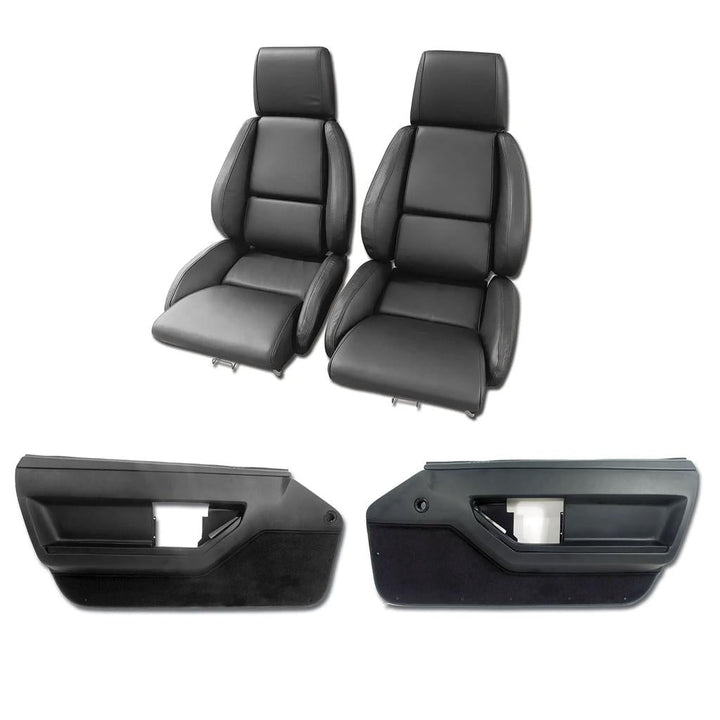 1986-1988 Corvette C4 Interior Package - Mounted Standard Leather Seats - Black W/Solid Inserts
