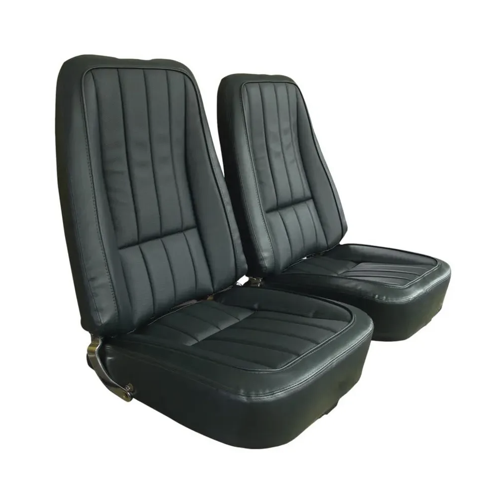 1968-1969 Corvette C3 Mounted Seats - Driver Series - Black Second Design Without Headrest Bracket