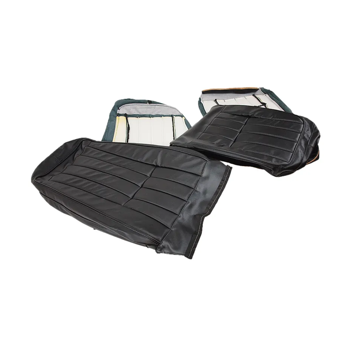 1970-1978 Corvette C3 Driver Leather Seat Covers Leather/Vinyl - Black - Pair