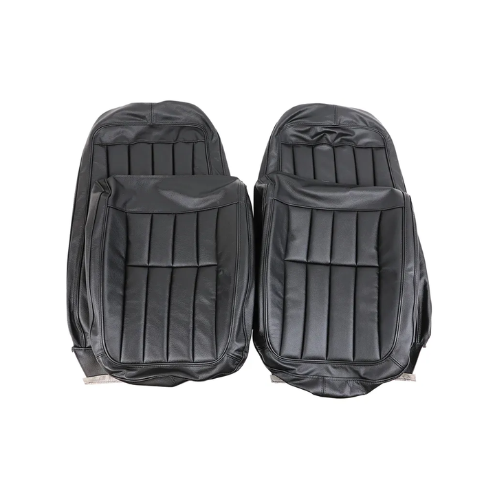 1970-1971 Corvette C3 Driver Leather Seat Covers 100% Leather - Black - Pair