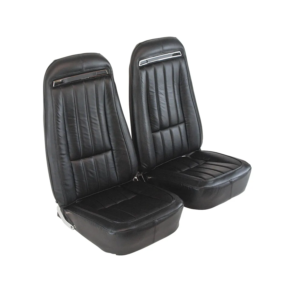1975 Corvette C3 Driver Leather Seat Covers 100% Leather - Black - Pair