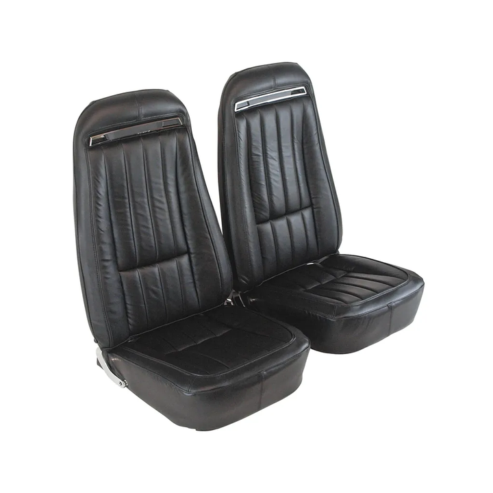 1975 Corvette C3 Driver Leather Seat Covers 100% Leather - Black - Pair