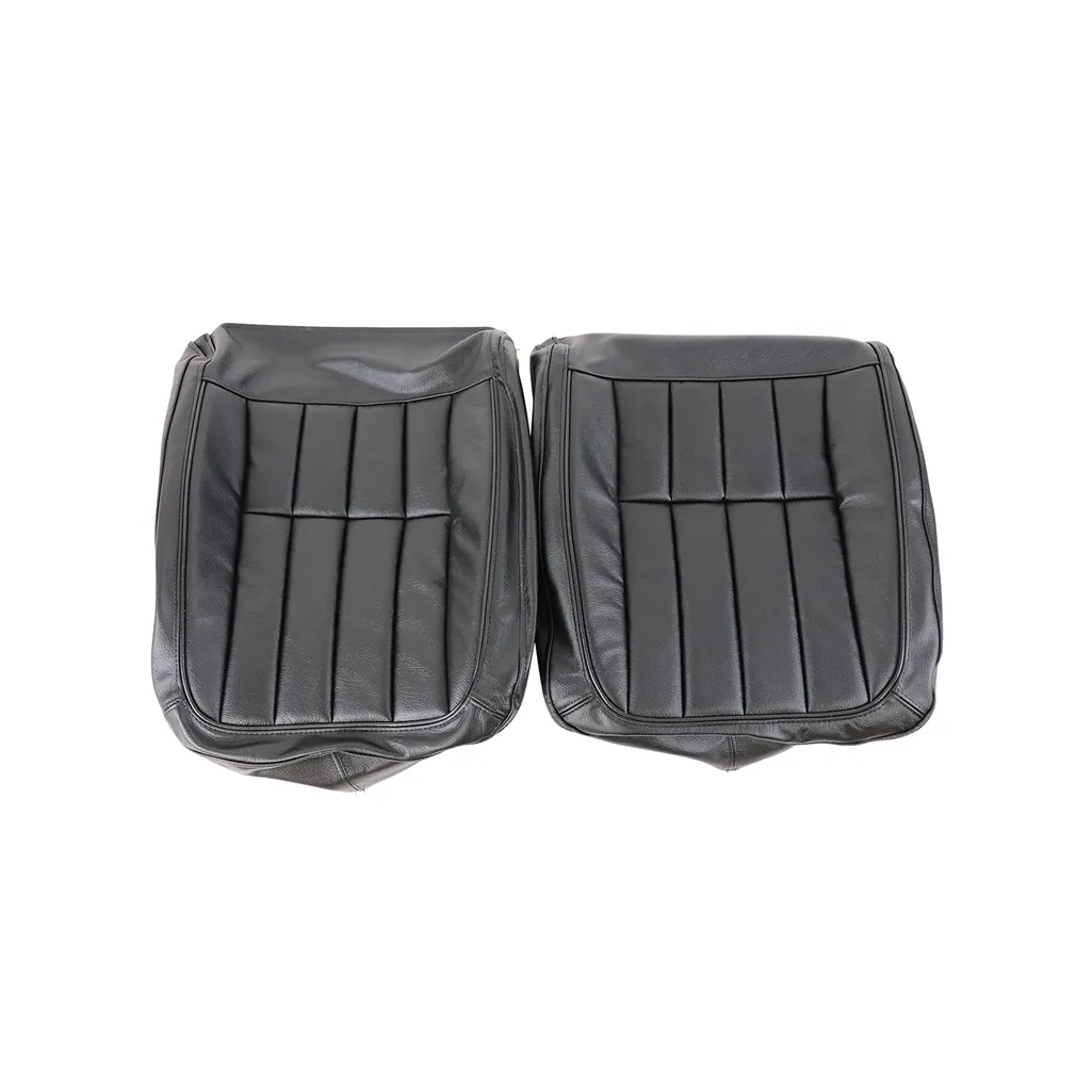 1970-1971 Corvette C3 Driver Leather Seat Covers 100% Leather - Black - Pair