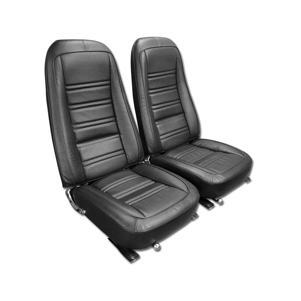 1976-1978 Corvette C3 Mounted Seats - Driver Series - Black 100% Leather