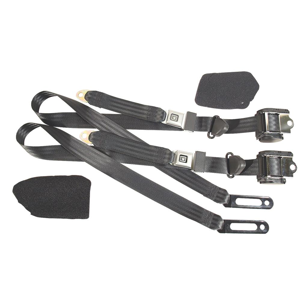 1984-1996 Corvette C4 Black Lap & Shoulder Seat Belts - Single Retractor
