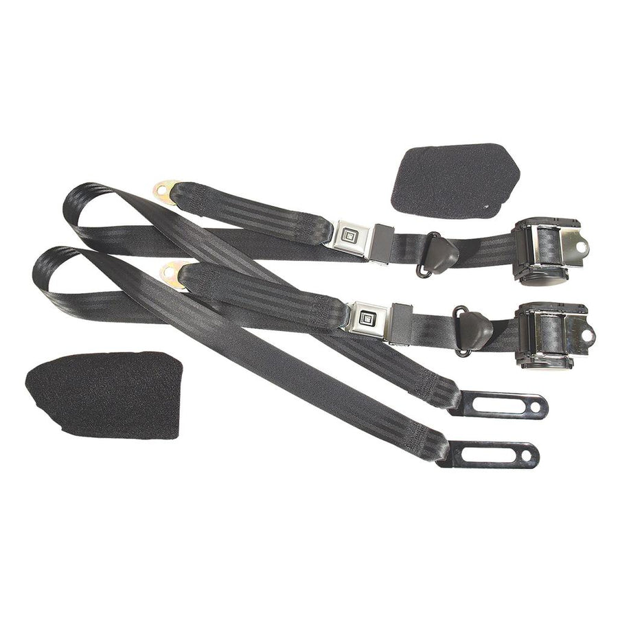 1984-1996 Corvette C4 Black Lap & Shoulder Seat Belts - Single Retractor
