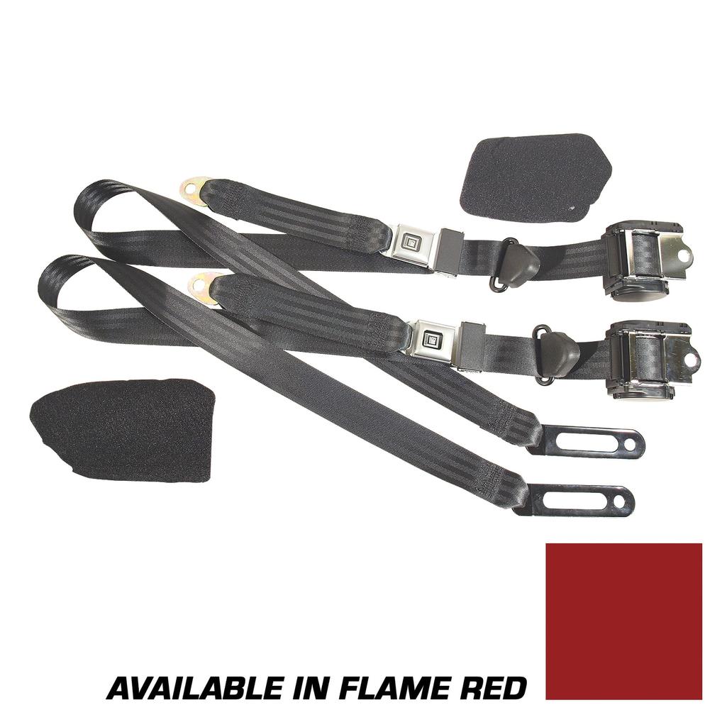 1986-1992 Corvette C4 Flame Red Lap & Shoulder Seat Belts - Single Retractor