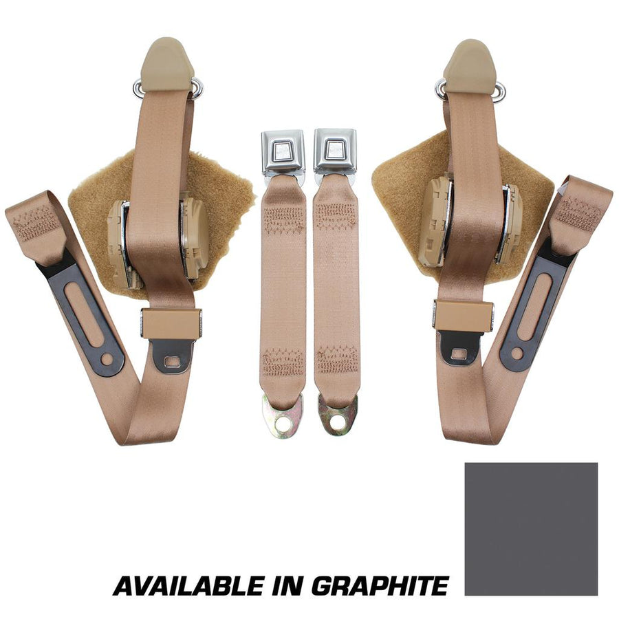 1984-1987 Corvette C4 Graphite Lap & Shoulder Seat Belts - Single Retractor