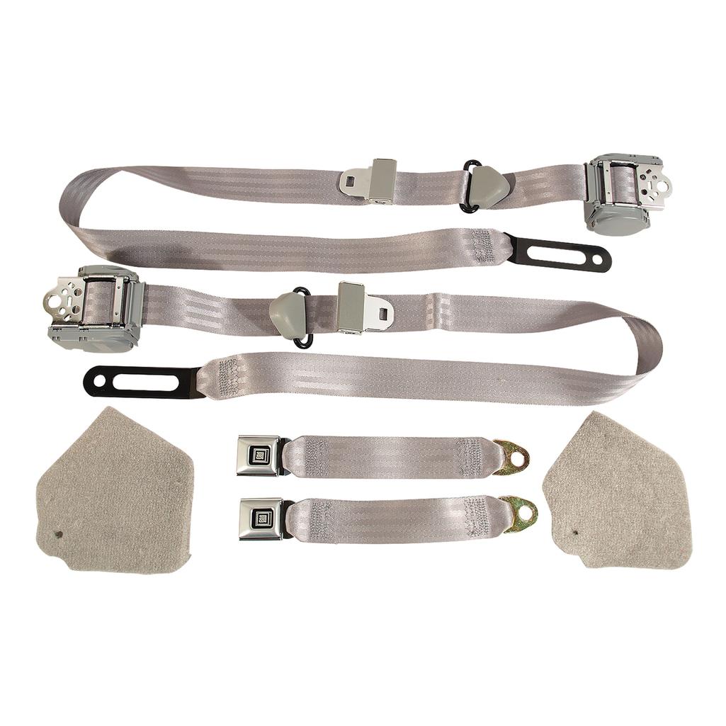 1984-1987 Corvette C4 Silver Lap & Shoulder Seat Belts - Single Retractor - Gray