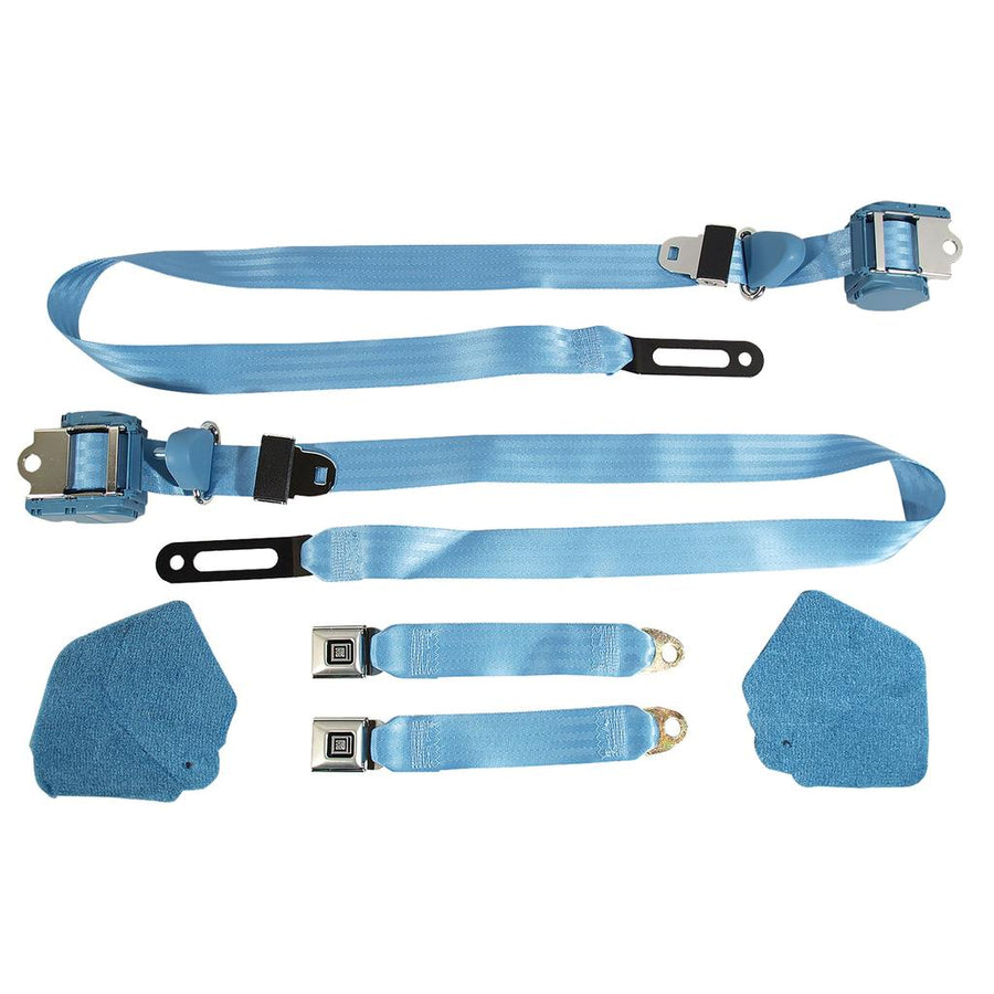 1986-1989 Corvette C4 Blue Lap & Shoulder Seat Belts - Single Retractor