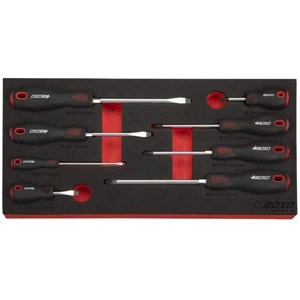 BOXO USA 185-Piece Metric and SAE Tool Set with 3-Drawer Hand Carry Box - Black