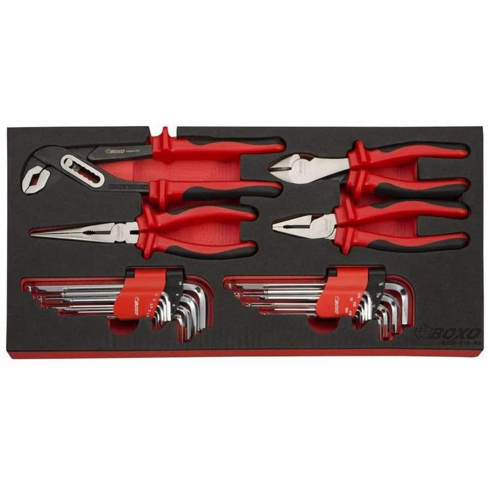 BOXO USA 185-Piece Metric and SAE Tool Set with 3-Drawer Hand Carry Box - Black