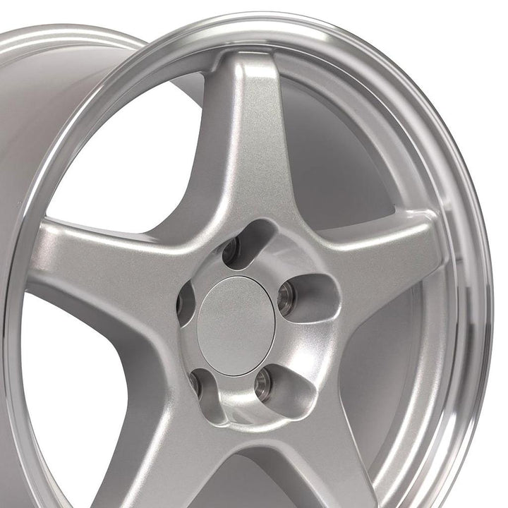 1988-1996 Corvette C4 ZR1 Style Replica Wheel - Silver Machined Lip 17X9.5