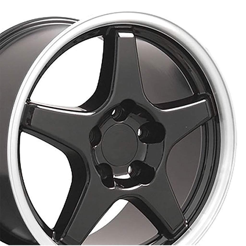 1988-1996 Corvette C4 Grand Sport Wheel Set - Gloss Black Machined Lip 4 Pieces