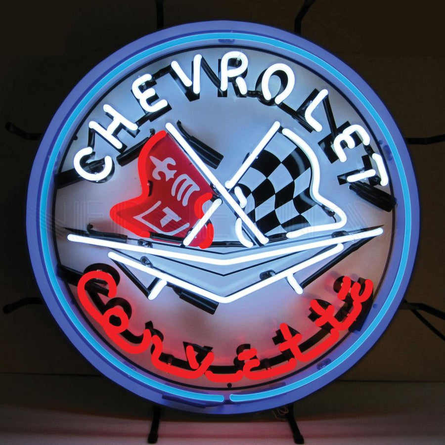1953-1962 Corvette C1 Neon Sign W/Blue Outer Ring