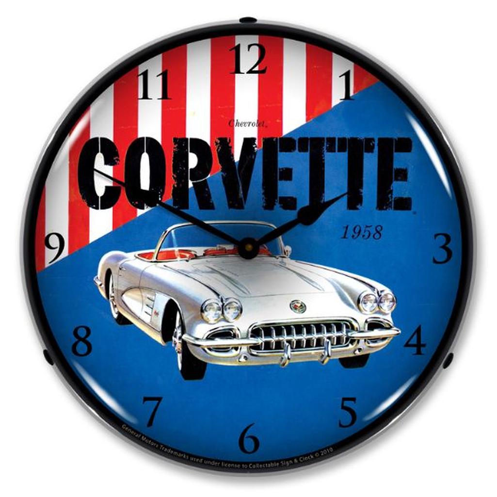 1958 Corvette C1 LED Clock, Silver
