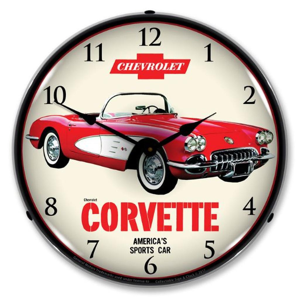 1959 Corvette C1 LED Clock, Red
