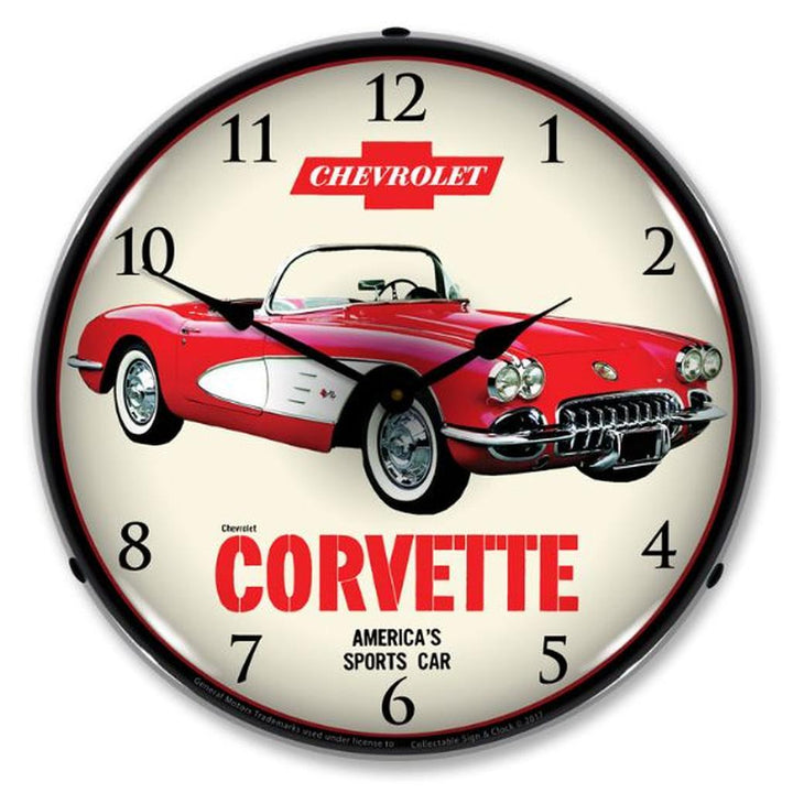 1959 Corvette C1 LED Clock, Red