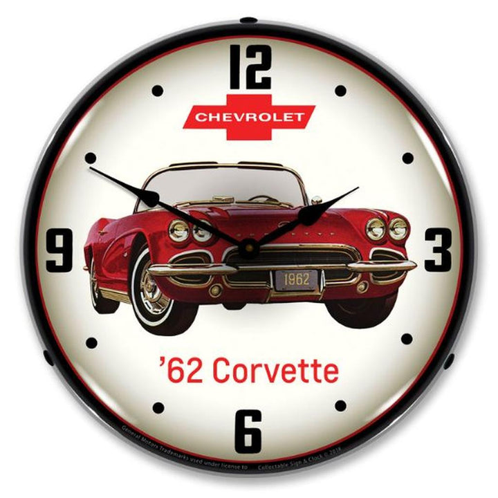 1962 Corvette C1 LED Clock, Red
