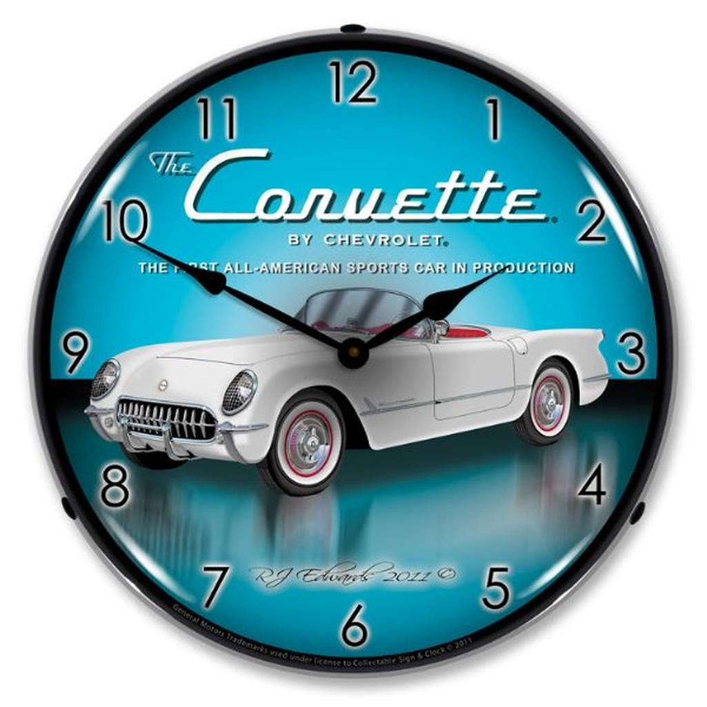 1953 Corvette C1 LED Clock, White