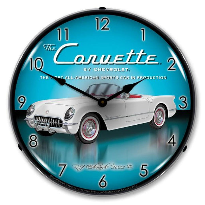 1953 Corvette C1 LED Clock, White