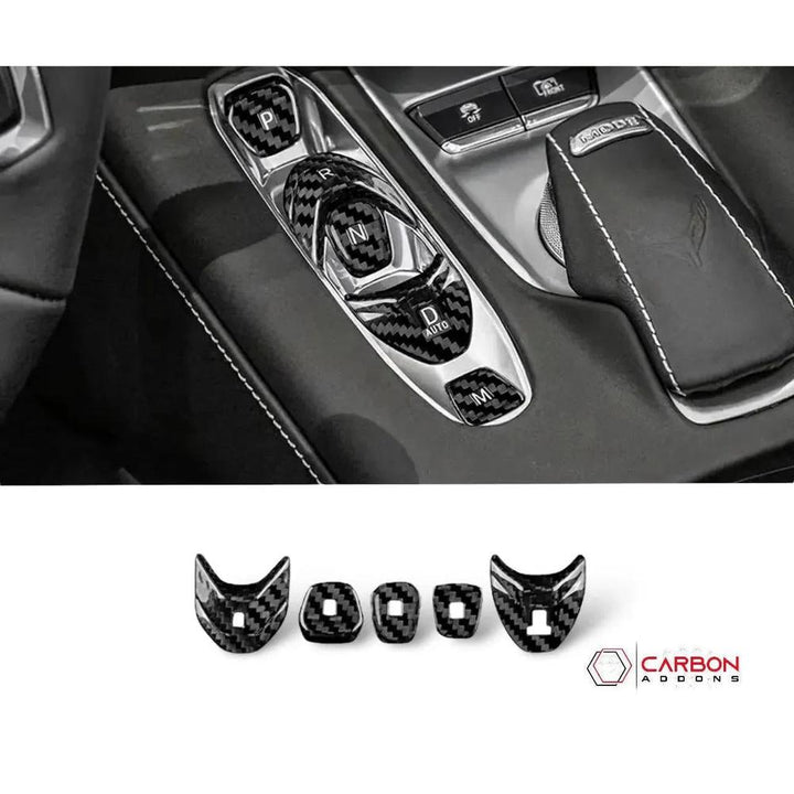 C8 Corvette Carbon Fiber Gear Shift Button Cover