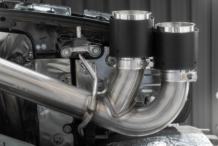 MBRP S70423CF Armor Pro Series 3-inch Cat Back Exhaust System with Carbon Fiber Tips for Chevrolet Corvette C8 (2020-2025)