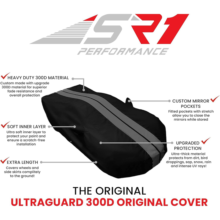Corvette Ultraguard Plus Car Cover - Indoor/Outdoor Protection - Black W/ Blue Stripes : 1984-1996 C4
