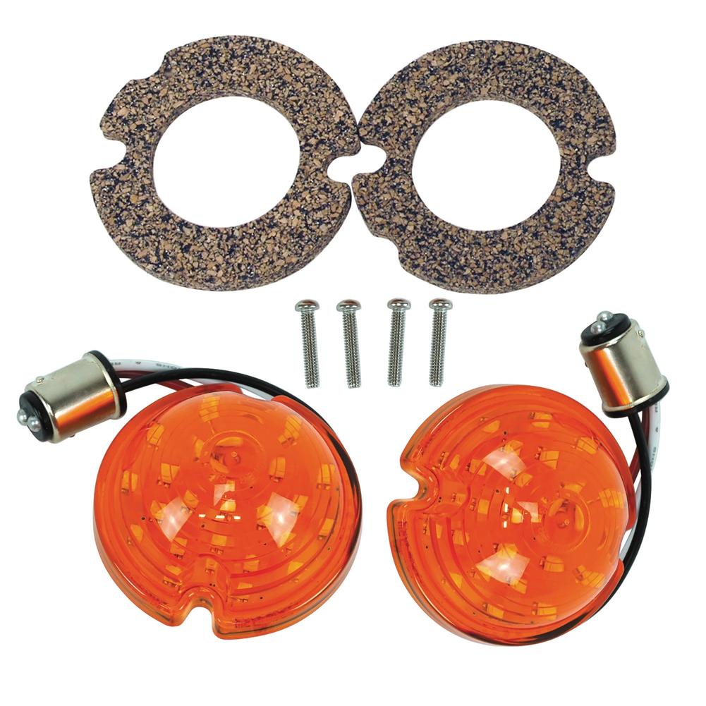 C1 1953-1962 Chevrolet Corvette LED Front Parking Light Kit - Amber - Two LED Assmblies & Gaskets