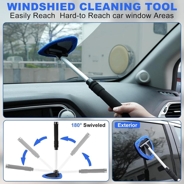 Corvette Windshield Cleaning Tool With Extendable Handle & 4 Microfiber Pads