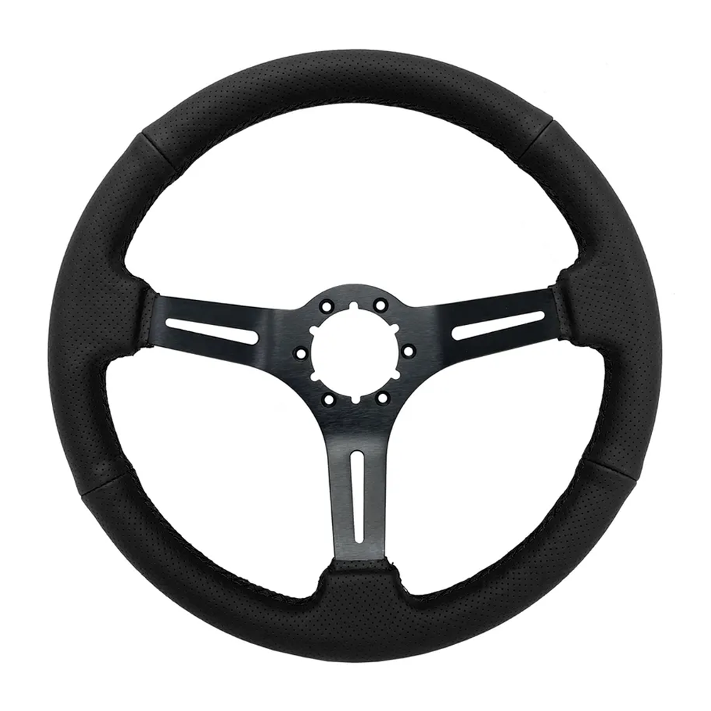1963-1982 Corvette C2/C3 Perforated Leather Wrapped Steering Wheel W/Black Spokes