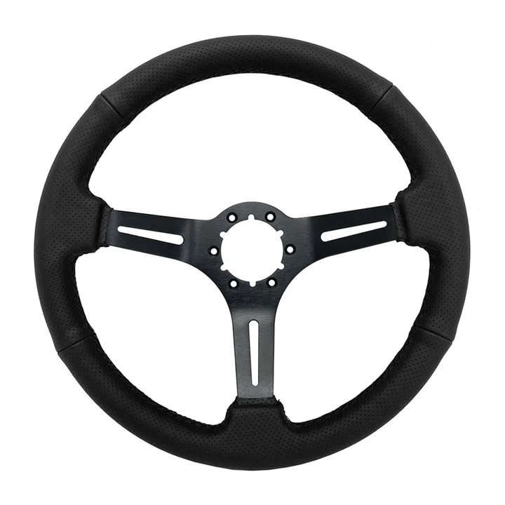 1963-1982 Corvette C2/C3 Perforated Leather Wrapped Steering Wheel W/Black Spokes