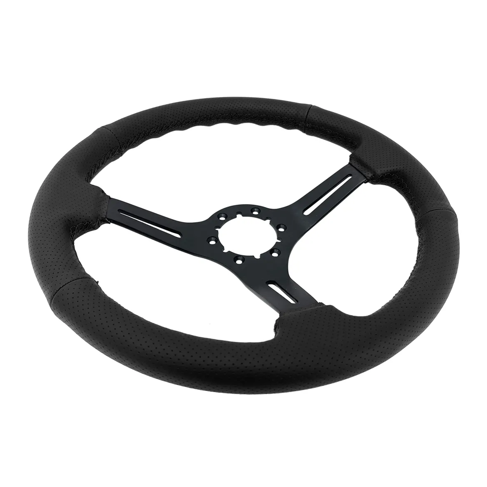 1963-1982 Corvette C2/C3 Perforated Leather Wrapped Steering Wheel W/Black Spokes
