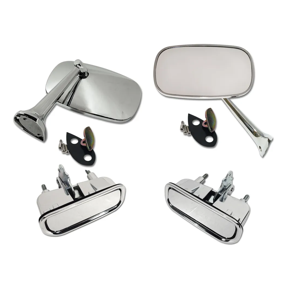 C3 1975-1979 Corvette Door Chrome Kit - Mirrors and Door Handles W/Gaskets