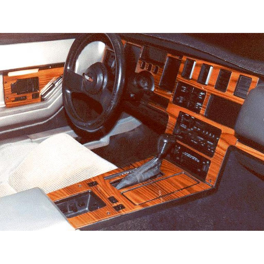 1986-1989 Corvette C4 No-Mar Faux Wood Center Dash & Console Overlay Kit - Rosewood - Automatic