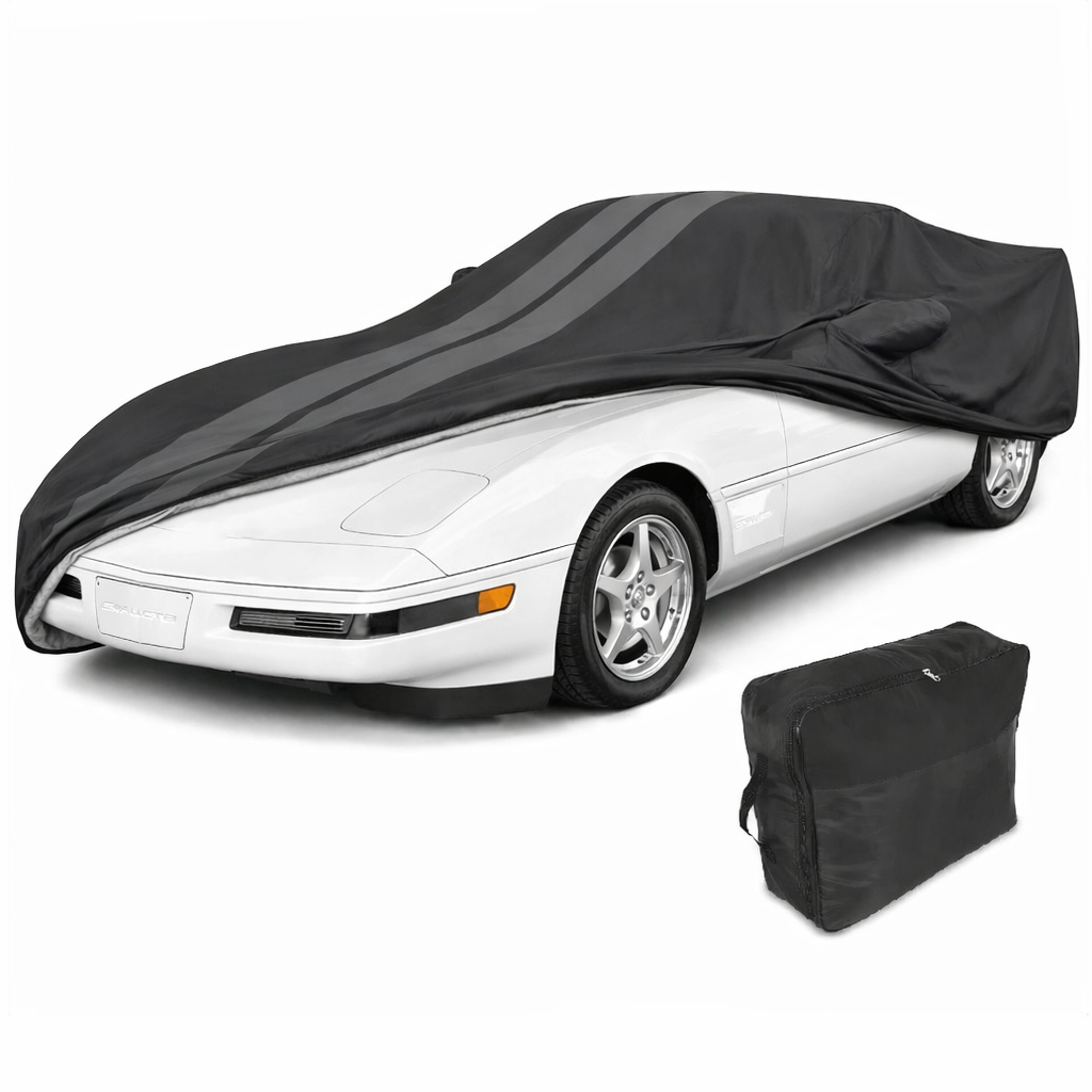 C4 Corvette Ultraguard Plus Car Cover - Indoor/Outdoor Protection - Black W/ Gray Stripes : 1984-1996
