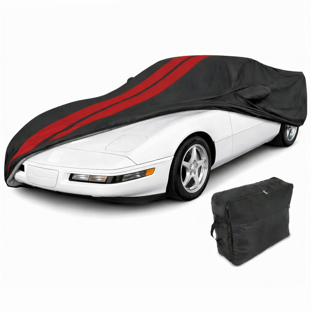 C4 Corvette Ultraguard Plus Car Cover - Indoor/Outdoor Protection - Black W/ Red Stripes : 1984-1996