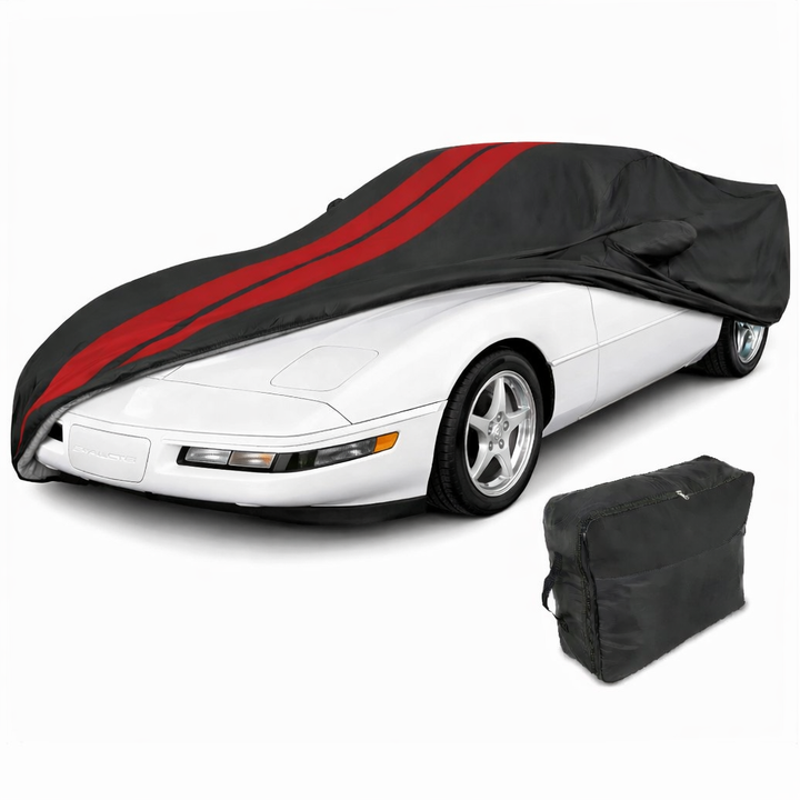 C4 Corvette Ultraguard Plus Car Cover - Indoor/Outdoor Protection - Black W/ Red Stripes : 1984-1996