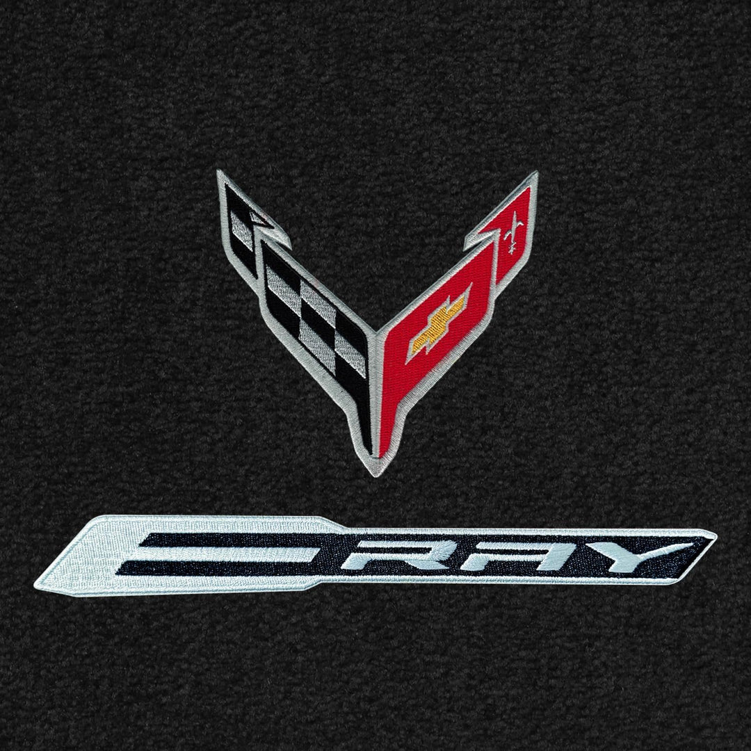 C8 E-Ray Corvette Floor Mats - Lloyds Mats with C8 Flag Over E-Ray Logo