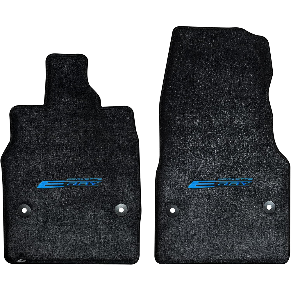 C8 E-Ray Corvette Floor Mats - Lloyds Mats with C8 Script & E-Ray Logo Combo