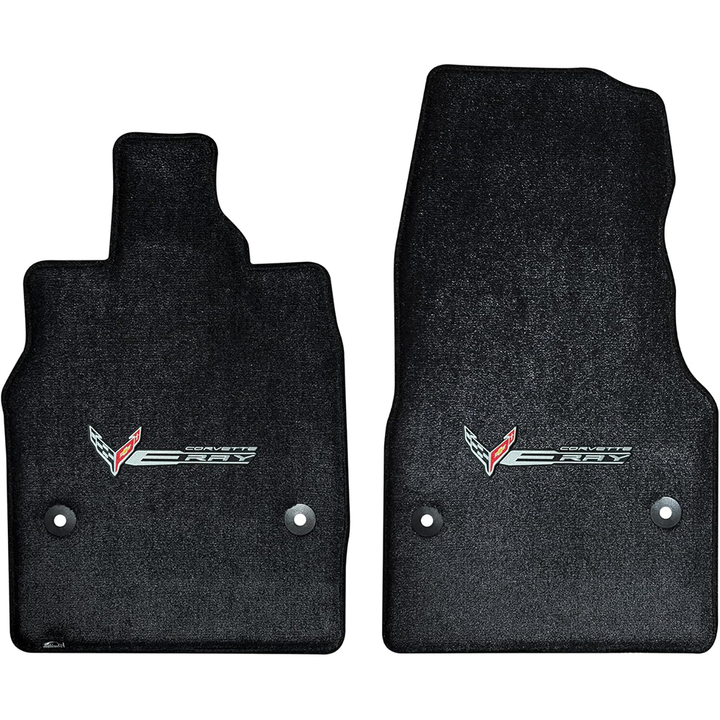 C8 E-Ray Corvette Floor Mats - Lloyds Mats : Flags W/ C8 Script & E-Ray Logo Combo